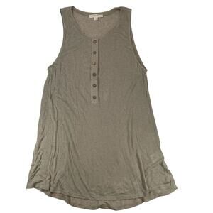 Painted Threads Henley Tank Top Tan Beige Rayon Button Front Sleeveless M Women
